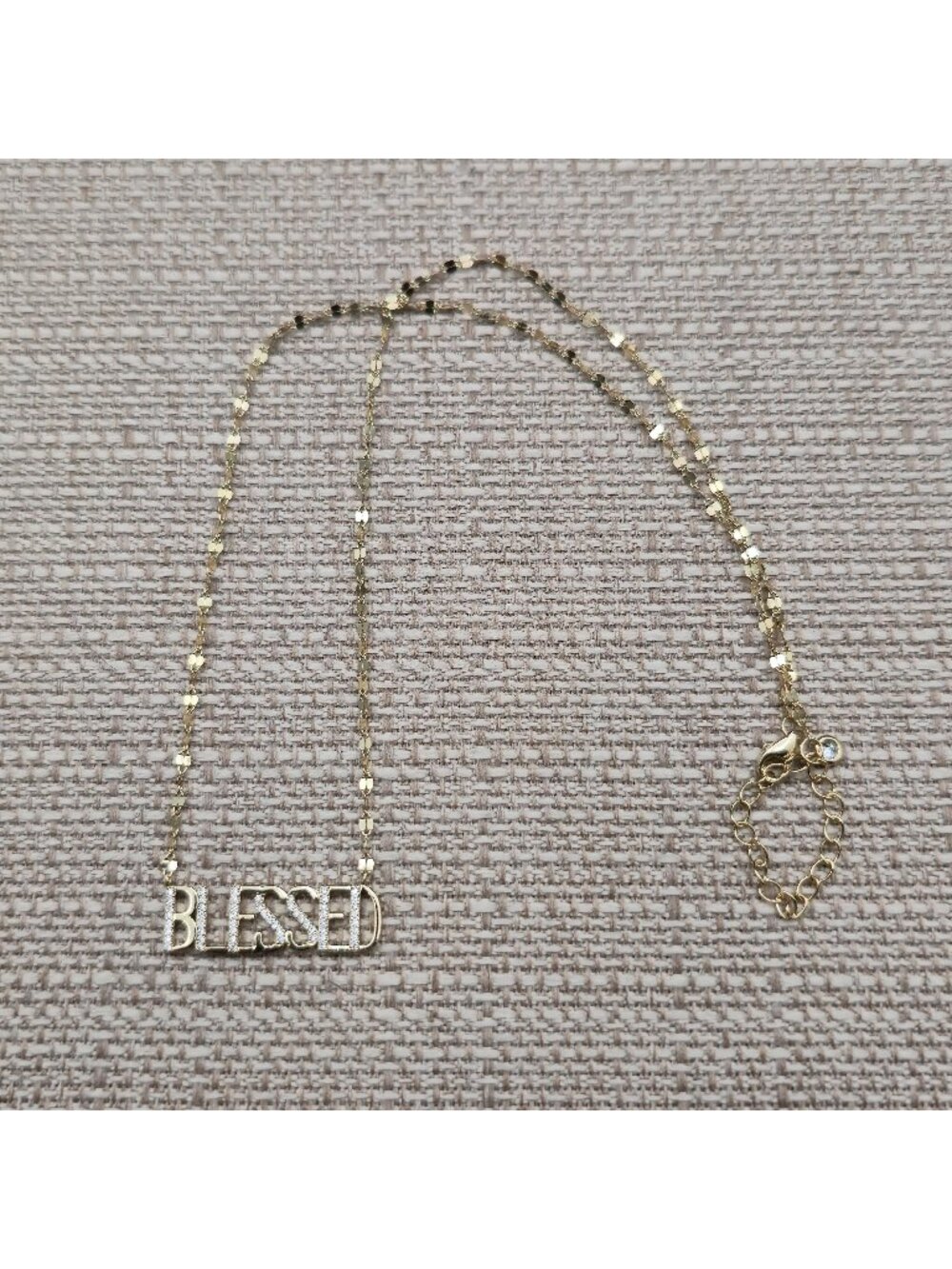 18 Inch Sterling Silver CZ Blessed Bar Pendant Mirror Box Chain Necklace A8956